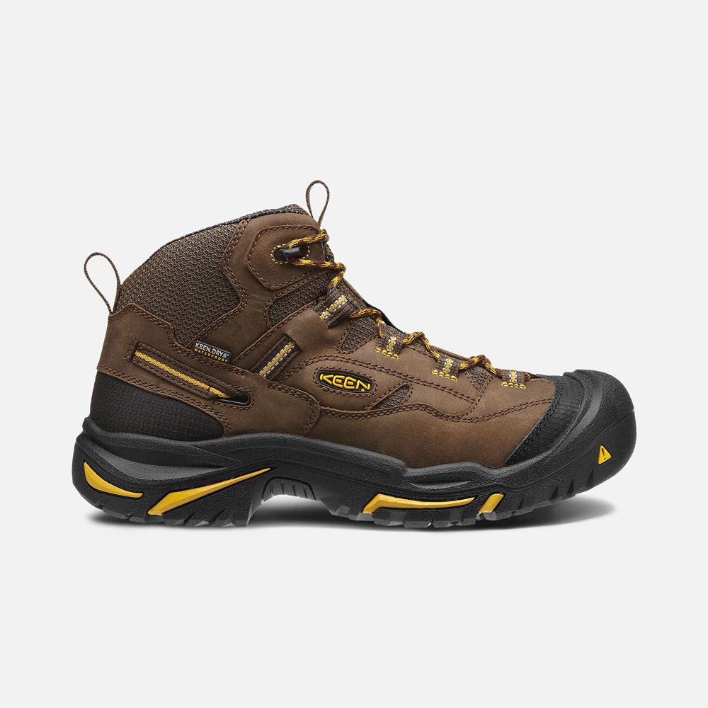 Keen Trekking Bot Erkek Kahverengi - Braddock Waterproof Mid (Steel Toe) - Türkiye MEVK71542